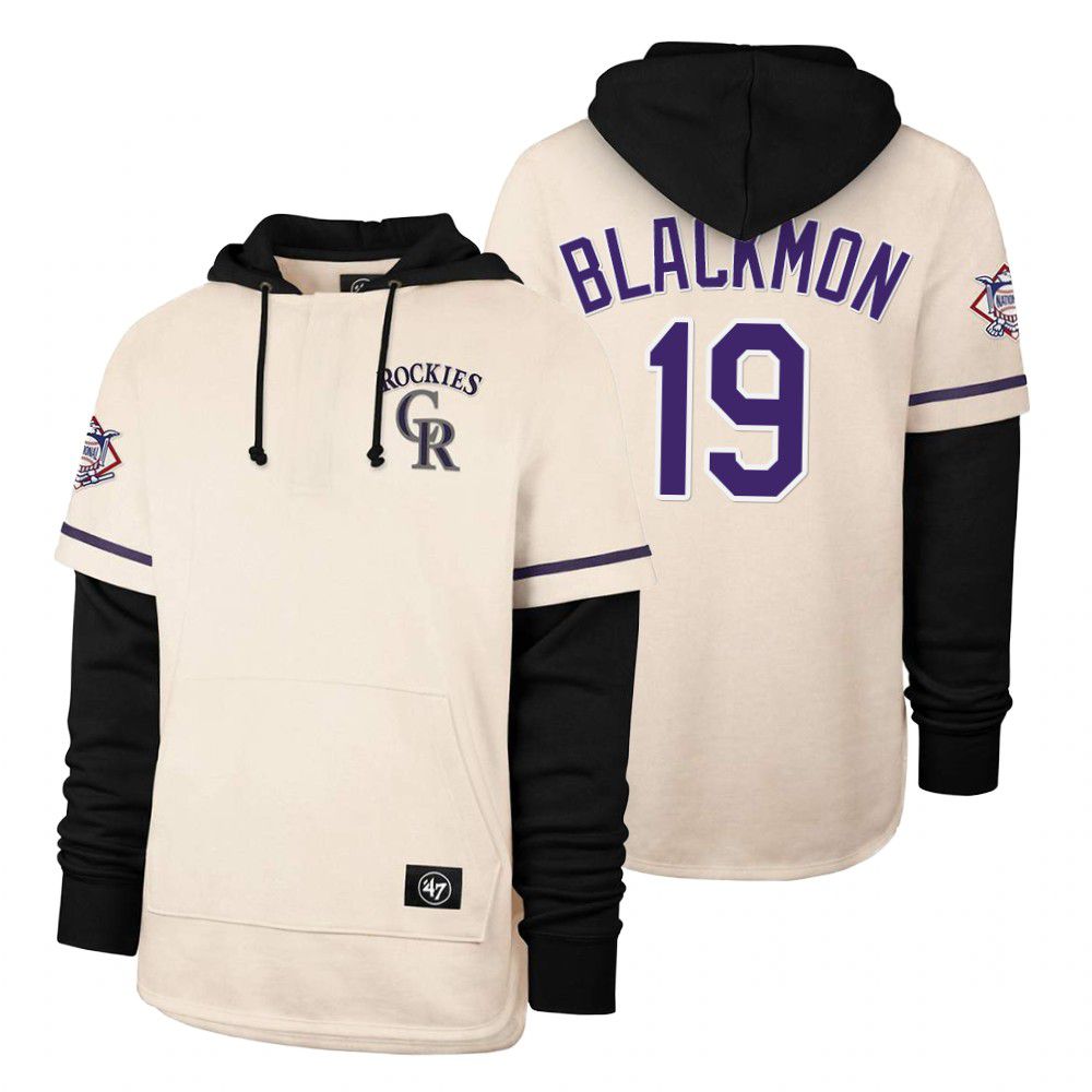 Men Colorado Rockies #19 Blackmon Cream 2021 Pullover Hoodie MLB Jersey->detroit tigers->MLB Jersey